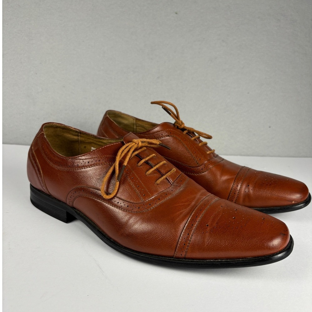 Delli Aldo Everett Oxford Dress Shoes Cap Toe Brogue 10.5 Brown M-19006